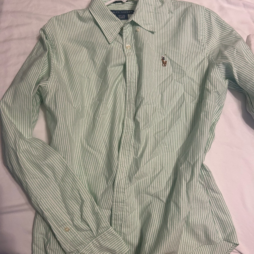 Ralph Lauren Womens Green Striped Shirt